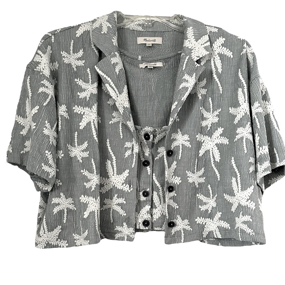Madewell Set: Jacquard Square-Neck Crop Tank sz.L & Jacquard Button-Front  sz. M - Picture 4 of 4